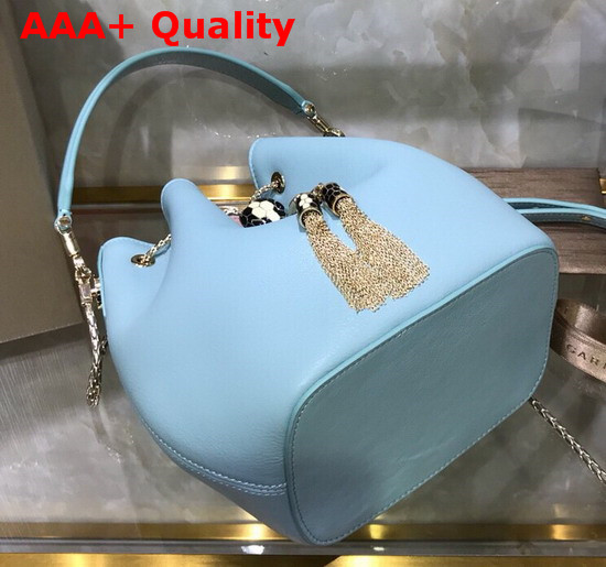 Bvlgari Serpenti Forever Bucket Bag in Smooth Glacier Turquoise Calf Leather Replica