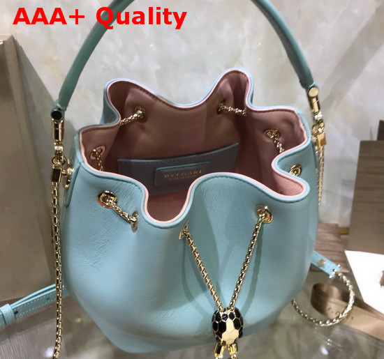 Bvlgari Serpenti Forever Bucket Bag in Smooth Glacier Turquoise Calf Leather Replica