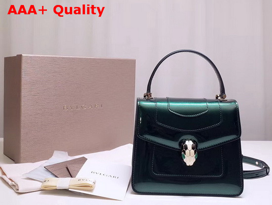 Bvlgari Serpenti Forever Cross Body Bag in Brushed Metallic Arctic Jade Calf Leather Replica