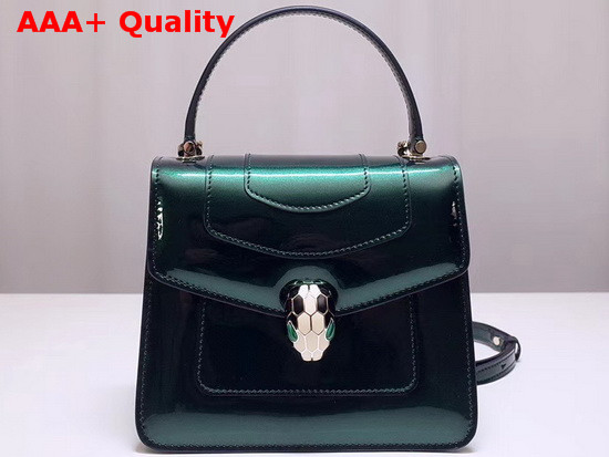 Bvlgari Serpenti Forever Cross Body Bag in Brushed Metallic Arctic Jade Calf Leather Replica