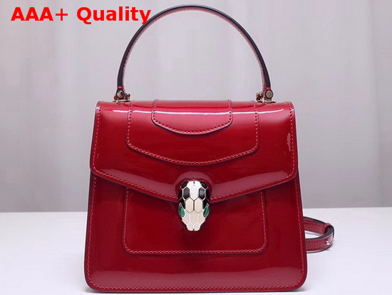 Bvlgari Serpenti Forever Cross Body Bag in Red Metallic Calf Leather Replica