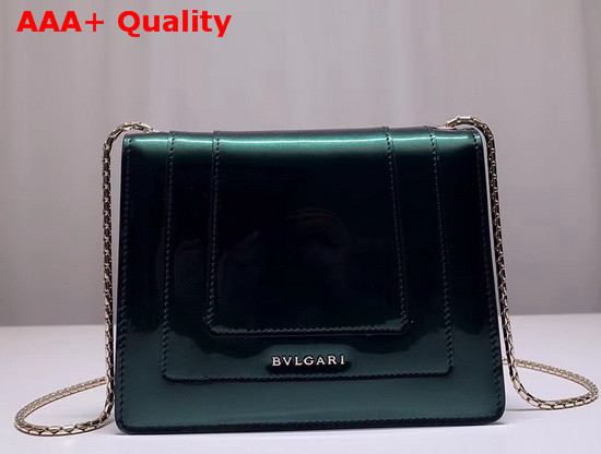 Bvlgari Serpenti Forever Crossbody Flap Cover Bag in Green Metalllic Calf Leather Replica