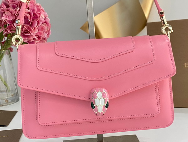 Bvlgari Serpenti Forever East West Shoulder Bag in Pink Calf Leather Replica