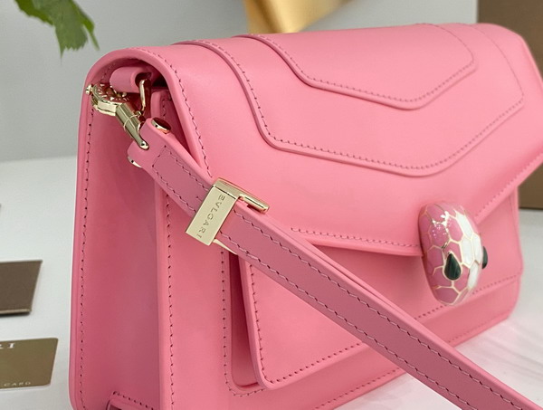 Bvlgari Serpenti Forever East West Shoulder Bag in Pink Calf Leather Replica