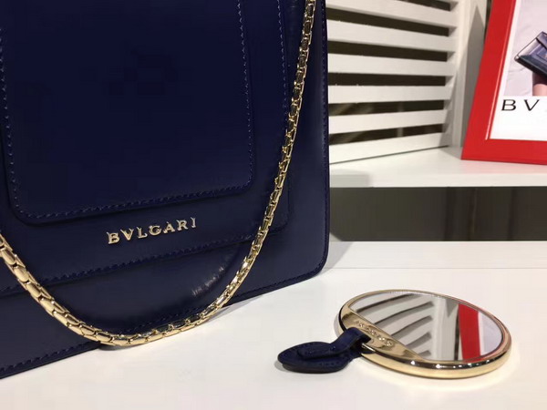 Bvlgari Serpenti Forever Flap Cover Bag in Dark Blue Shiny Calf Leather For Sale