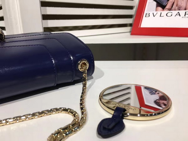 Bvlgari Serpenti Forever Flap Cover Bag in Dark Blue Shiny Calf Leather For Sale