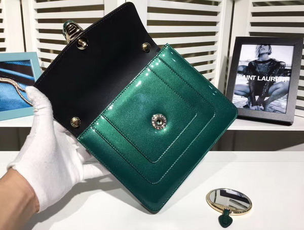 Bvlgari Serpenti Forever Flap Cover Bag in Emerald Green Metallic Calf Leather For Sale