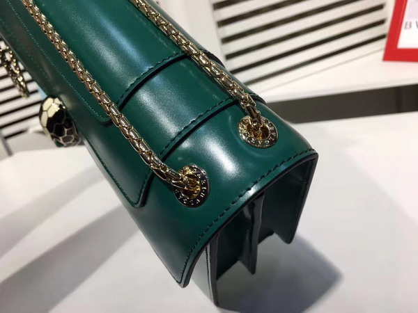 Bvlgari Serpenti Forever Flap Cover Bag in Emerald Green Smooth Calf Leather For Sale