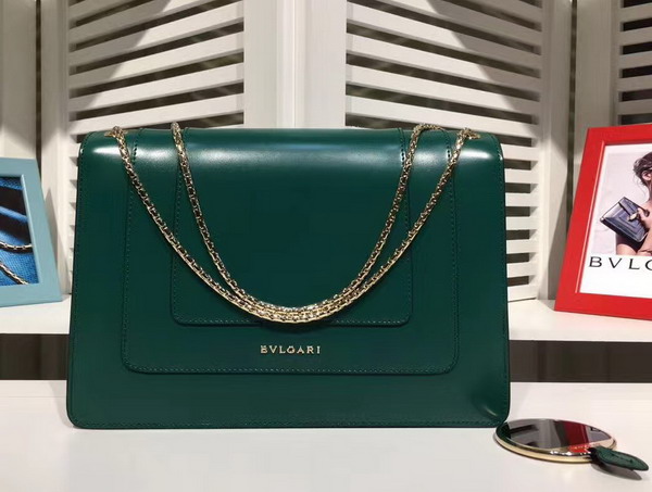 Bvlgari Serpenti Forever Flap Cover Bag in Emerald Green Smooth Calf Leather For Sale