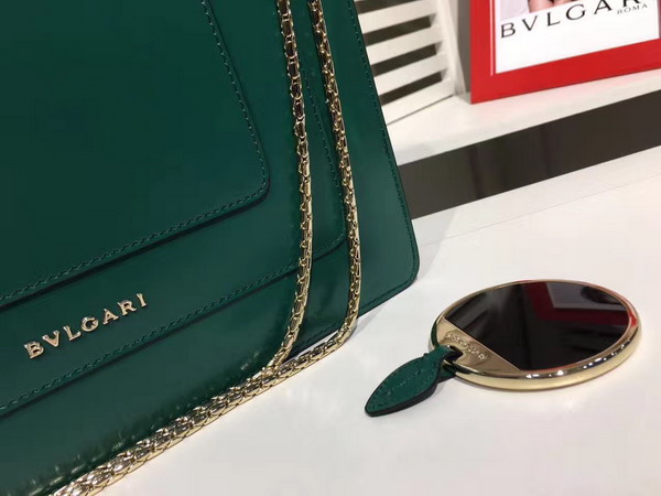 Bvlgari Serpenti Forever Flap Cover Bag in Emerald Green Smooth Calf Leather For Sale