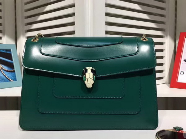 Bvlgari Serpenti Forever Flap Cover Bag in Emerald Green Smooth Calf Leather For Sale