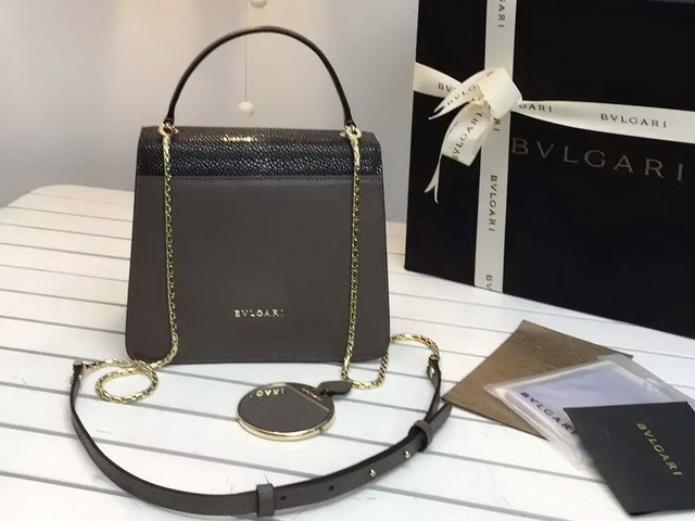 Bvlgari Serpenti Forever Flap Cover Bag in Grey Galuchat Skin and Calf Leather for Sale