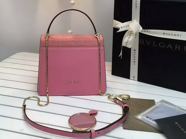 Bvlgari Serpenti Forever Flap Cover Bag in Pink Galuchat Skin and Calf Leather for Sale