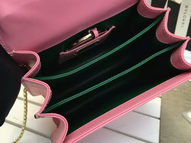 Bvlgari Serpenti Forever Flap Cover Bag in Pink Galuchat Skin and Calf Leather for Sale