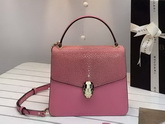 Bvlgari Serpenti Forever Flap Cover Bag in Pink Galuchat Skin and Calf Leather for Sale