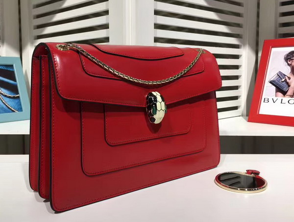 Bvlgari Serpenti Forever Flap Cover Bag in Red Smooth Calf Leather For Sale