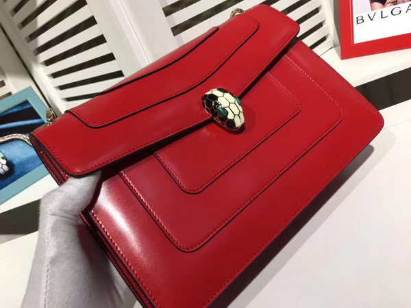 Bvlgari Serpenti Forever Flap Cover Bag in Red Smooth Calf Leather For Sale