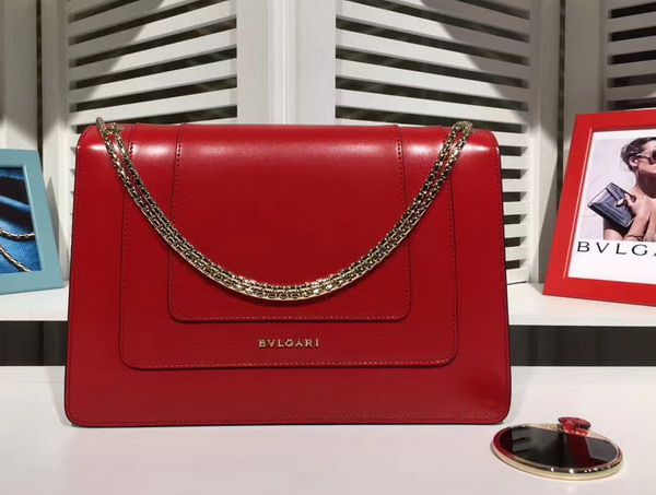 Bvlgari Serpenti Forever Flap Cover Bag in Red Smooth Calf Leather For Sale