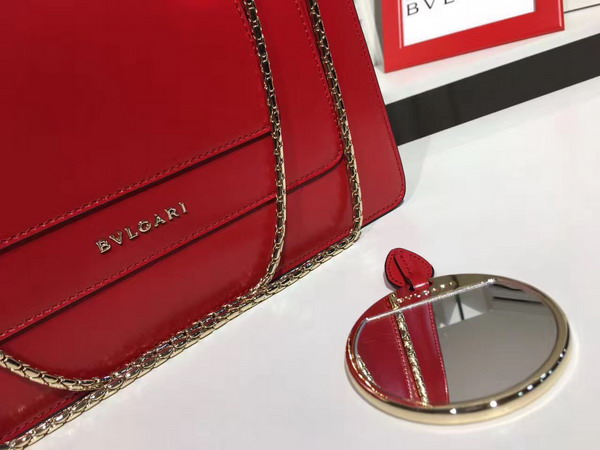 Bvlgari Serpenti Forever Flap Cover Bag in Red Smooth Calf Leather For Sale