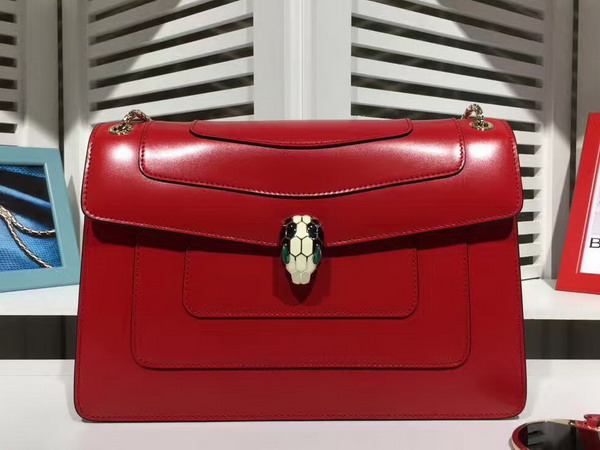 Bvlgari Serpenti Forever Flap Cover Bag in Red Smooth Calf Leather For Sale