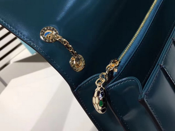 Bvlgari Serpenti Forever Flap Cover Bag in Sapphire Blue Smooth Calf Leather For Sale