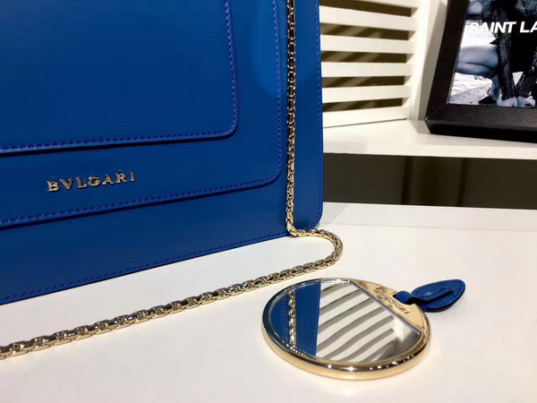 Bvlgari Serpenti Forever Medium Flap Cover Bag in Blue Calf Leather For Sale