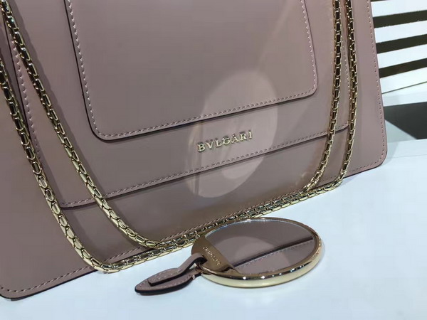 Bvlgari Serpenti Forever Medium Flap Cover Bag in Nude Shiny Smooth Calfskin For Sale