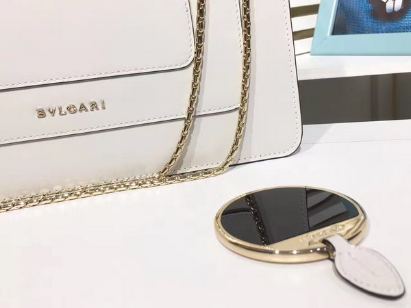 Bvlgari Serpenti Forever Medium Flap Cover Bag in White Shiny Smooth Calfskin For Sale