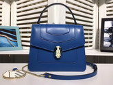 Bvlgari Serpenti Forever Small Top Handle Flap Cover Bag in Blue Calf Leather For Sale