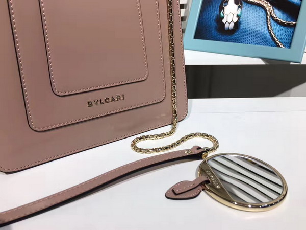 Bvlgari Serpenti Forever Small Top Handle Flap Cover Bag in Nude Shiny Smooth Calfskin For Sale