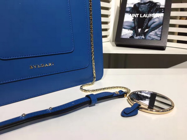 Bvlgari Serpenti Forever Top Handle Flap Cover Bag in Blue Calf Leather For Sale