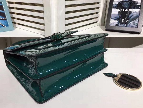 Bvlgari Serpenti Forever Top Handle Flap Cover Bag in Emerald Green Metallic Calf Leather For Sale