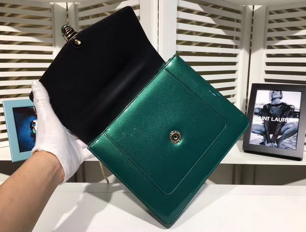 Bvlgari Serpenti Forever Top Handle Flap Cover Bag in Emerald Green Metallic Calf Leather For Sale