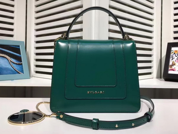 Bvlgari Serpenti Forever Top Handle Flap Cover Bag in Emerald Green Smooth Calf Leather Small Size For Sale