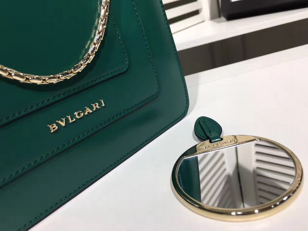 Bvlgari Serpenti Forever Top Handle Flap Cover Bag in Emerald Green Smooth Calf Leather Small Size For Sale