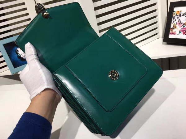 Bvlgari Serpenti Forever Top Handle Flap Cover Bag in Emerald Green Smooth Calf Leather Small Size For Sale