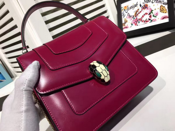 Bvlgari Serpenti Forever Top Handle Flap Cover Bag in Oxblood Smooth Calf Leather Small Size For Sale