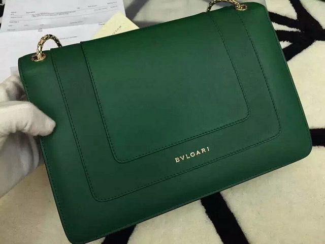 Bvlgari Serpenti Head Flap Cover Bag Green Calf Leather for Sale