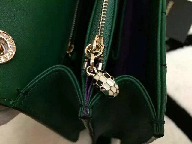 Bvlgari Serpenti Head Flap Cover Bag Green Calf Leather for Sale