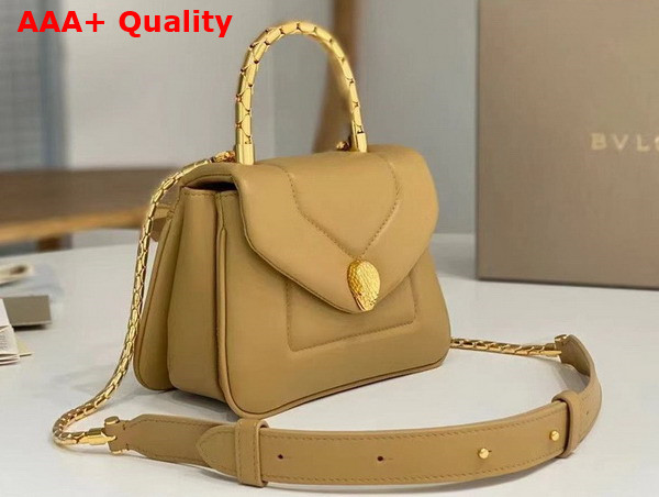 Bvlgari Serpenti Reverse Top Handle Bag in Beige Calf Leather Replica