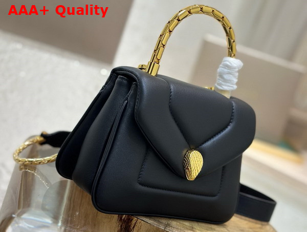 Bvlgari Serpenti Reverse Top Handle Bag in Black Calf Leather Replica