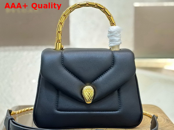 Bvlgari Serpenti Reverse Top Handle Bag in Black Calf Leather Replica