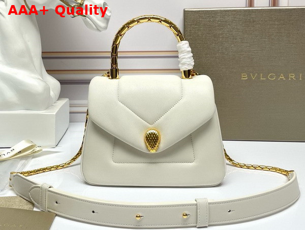 Bvlgari Serpenti Reverse Top Handle Bag in Ivory Calf Leather Replica