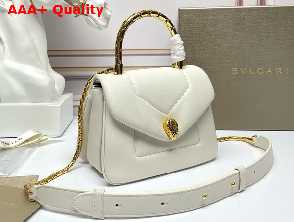 Bvlgari Serpenti Reverse Top Handle Bag in Ivory Calf Leather Replica