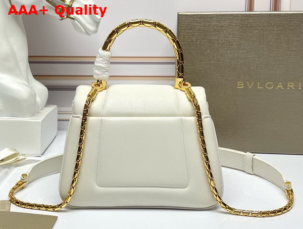 Bvlgari Serpenti Reverse Top Handle Bag in Ivory Calf Leather Replica