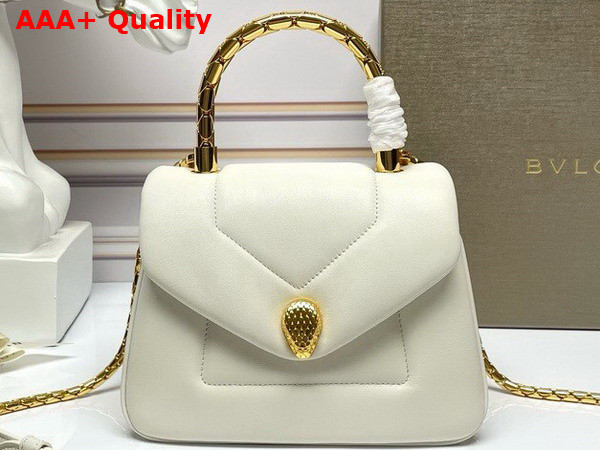 Bvlgari Serpenti Reverse Top Handle Bag in Ivory Calf Leather Replica