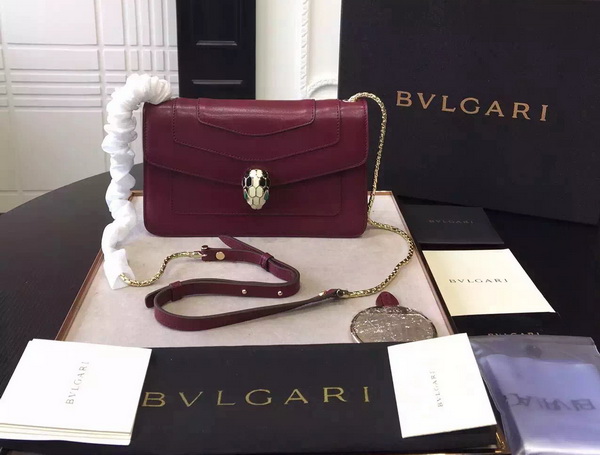 Bvlgari Serpenti Small Flap Cover Bag in Burgundy for Sale