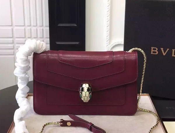 Bvlgari Serpenti Small Flap Cover Bag in Burgundy for Sale