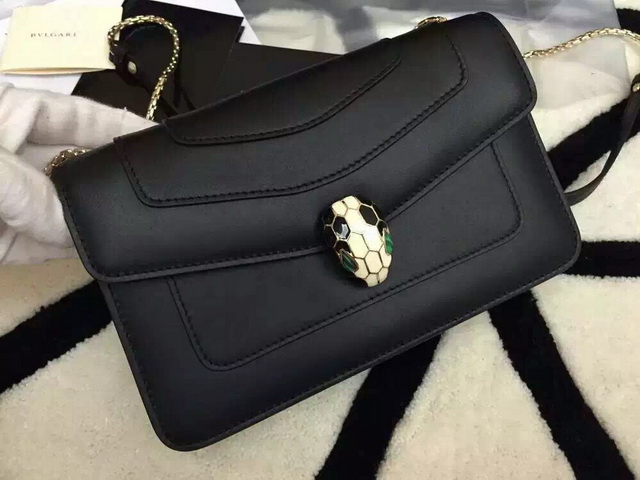 Bvlgari Small Flap Cover Bag Black Calf Leather for Sale