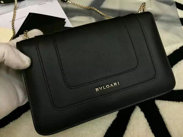 Bvlgari Small Flap Cover Bag Black Calf Leather for Sale